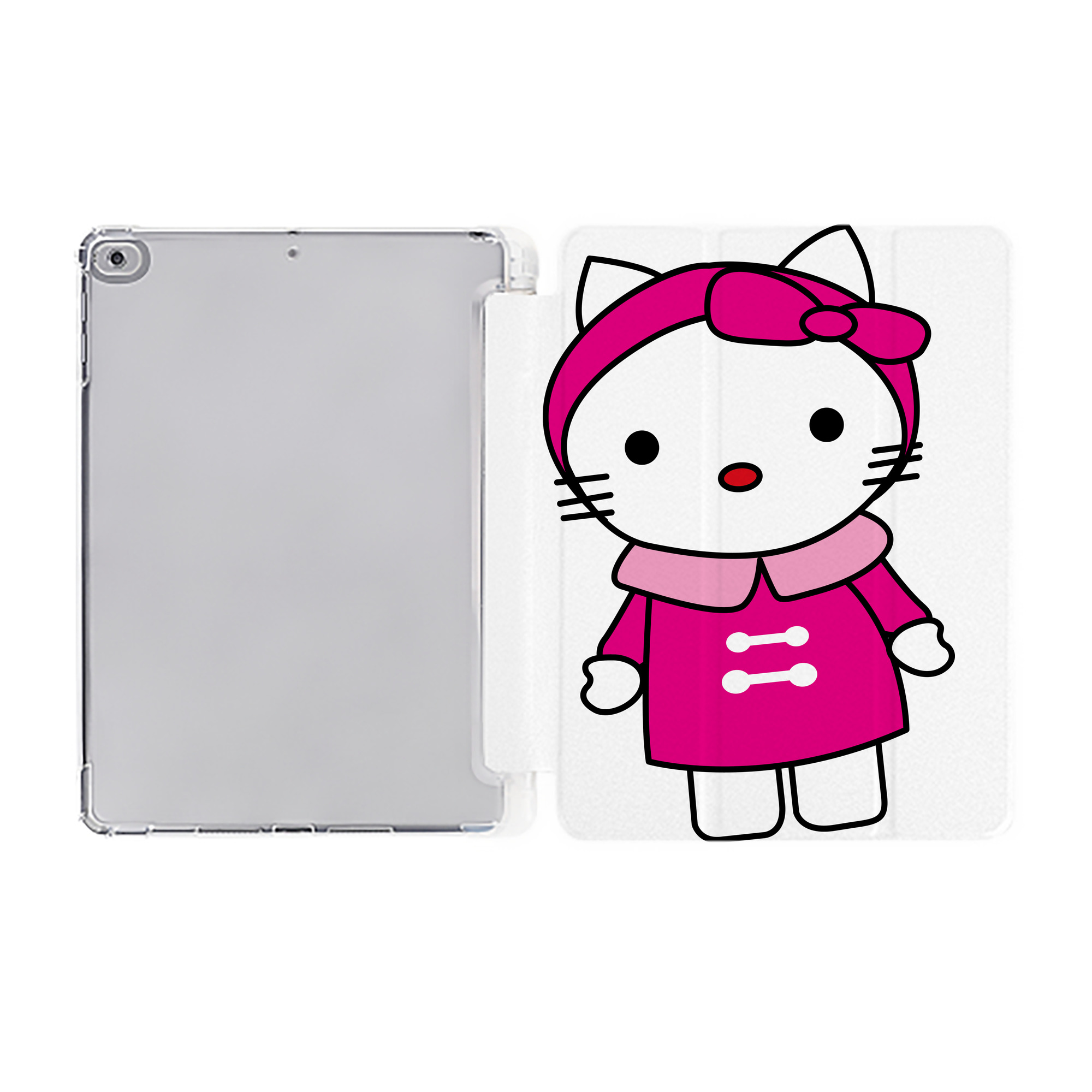 （画像用） Hello Kitty ハローキティ IPad ケース ペン収納付き 三つ折りスタンド PUレザー×シリコン 対応機種9.5/10.5/10.9インチ